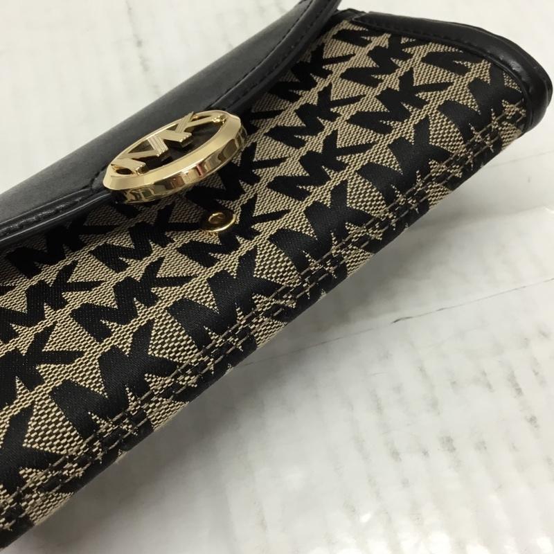 マイケルコース MICHAEL KORS 財布 長財布 35F9GFTE3J ロゴ 総柄 黒 / ブラック / X ベージュ / ベージュ /  レディース USED 古着 中古 10107616