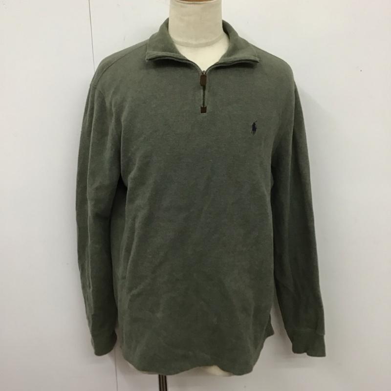 ポロバイラルフローレン Polo by RALPH LAUREN トレーナー 長袖 長袖トレーナー スウェット タートルネック リブスウェットカットソー L ロゴ、文字 カーキ / カーキ /  メンズ USED 古着 中古 10124204