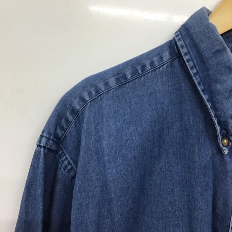ブルックスブラザーズ BROOKS BROTHERS シャツ、ブラウス 長袖 長袖シャツ 無地シャツ カラーシャツ デニムシャツ L ロゴ、文字 インディゴ / インディゴ /  メンズ USED 古着 中古 10150045