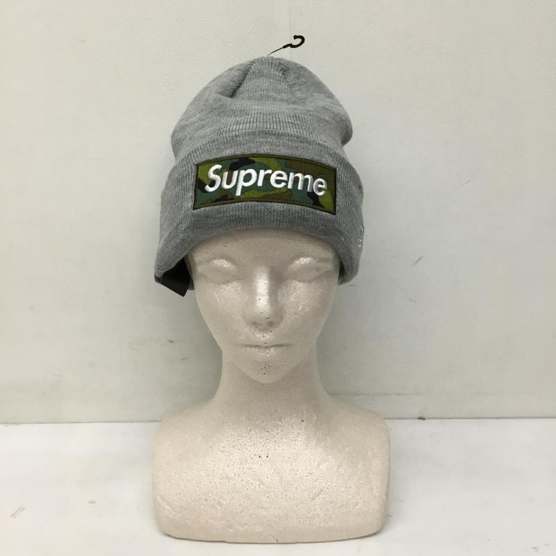 ニューエラ NEW ERA 帽子 ニット帽 supreme box logo beanie カモ ロゴ、文字 灰 / グレー /  メンズ USED 古着 中古 10138068
