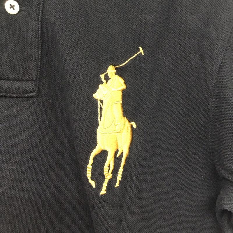 ポロバイラルフローレン Polo by RALPH LAUREN ポロシャツ 半袖 半袖ポロシャツ カラーシャツ 半袖カットソー M ロゴ、文字 黒 / ブラック /  メンズ USED 古着 中古 10136206