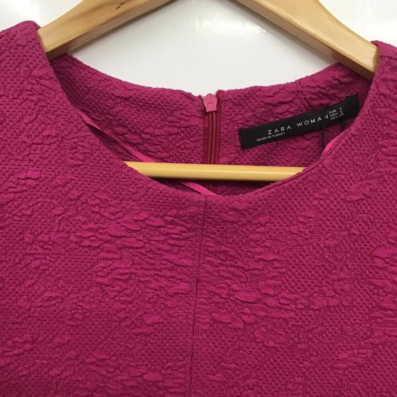 ザラウーマン ZARA WOMAN ワンピース ひざ丈スカート L 無地 桃 / ピンク /  レディース USED 古着 中古 10131505