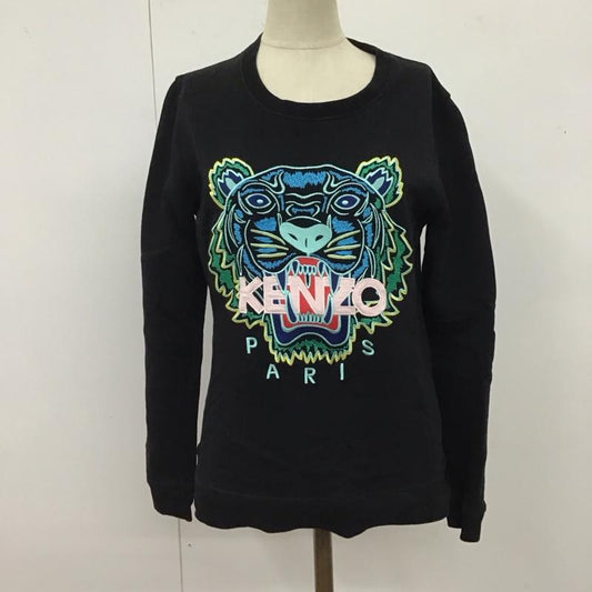 ケンゾー KENZO トレーナー 長袖 長袖トレーナー スウェット クルーネック リブスウェットカットソー S ロゴ、文字 黒 / ブラック /  レディース USED 古着 中古 10122555