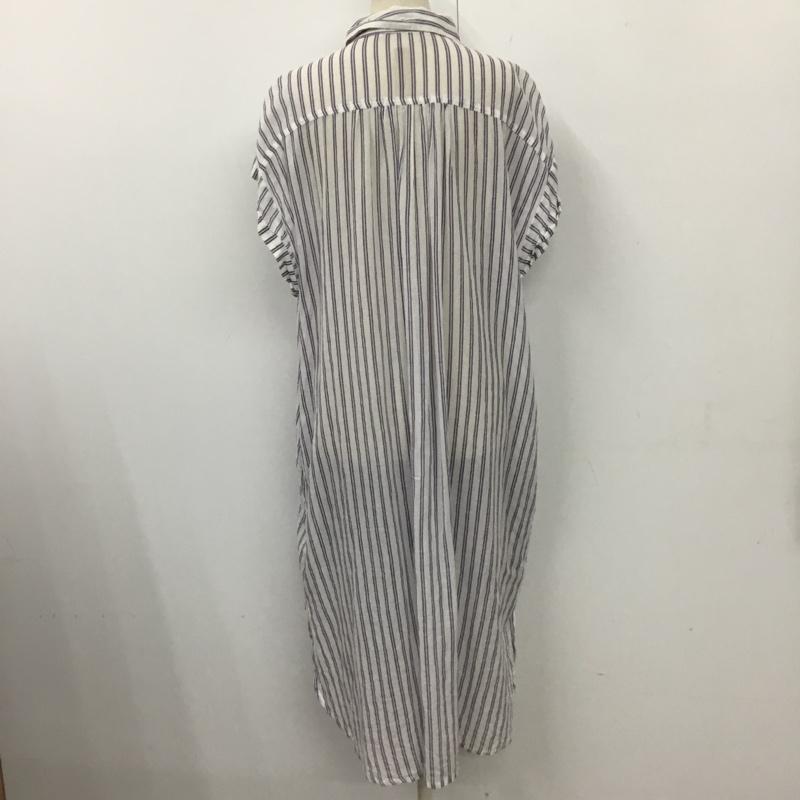 ザラベーシック ZARA BASIC ワンピース ロングスカート 半袖ロングワンピース フレアスカート ストライプワンピース M ストライプ 白 / ホワイト /  レディース USED 古着 中古 10115793