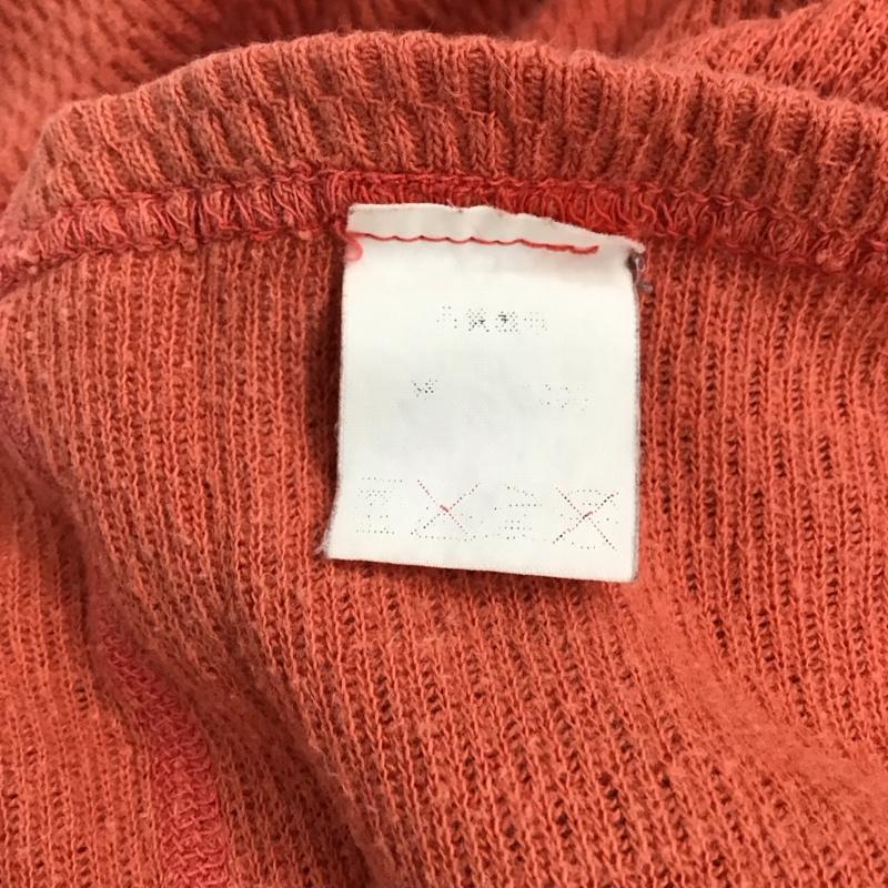 フラットヘッド The Flat Head カットソー 長袖 長袖カットソー プリントカットソー クルーネック ワッフル 42 ロゴ、文字 橙 / オレンジ /  メンズ USED 古着 中古 10137093