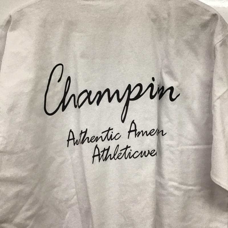 チャンピオン Champion Tシャツ 半袖 半袖カットソー プリントTシャツ クルーネックカットソー XL ロゴ、文字 白 / ホワイト /  メンズ USED 古着 中古 10149608