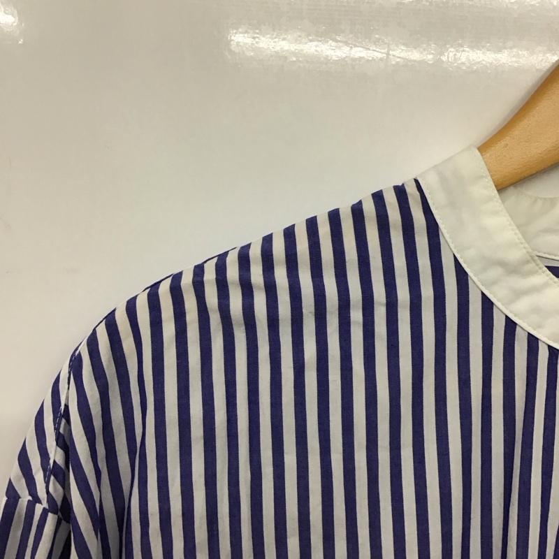 グリーンレーベルリラクシング green label relaxing ワンピース ロングスカート 3626-105-3027 バンドカラー 長袖 ストライプ 白 / ホワイト / X 青 / ブルー /  レディース USED 古着 中古 10142275