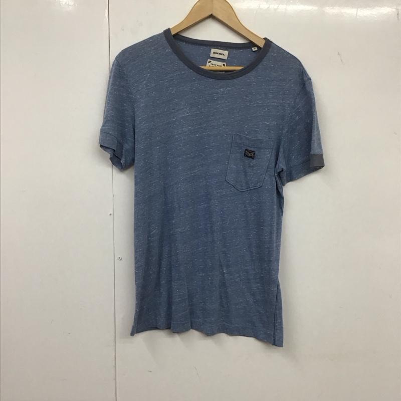 ディーゼル DIESEL Tシャツ 半袖 半袖カットソー 無地Tシャツ クルーネックカットソー S ロゴ、文字 水色 / ライトブルー /  メンズ USED 古着 中古 10132415