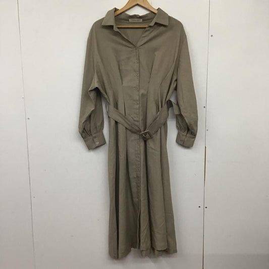 アルシーヴ archives ワンピース ロングスカート 90859 スキッパーワンピース シャツワンピース ベルト付き 無地 茶 / ブラウン /  レディース USED 古着 中古 10138663