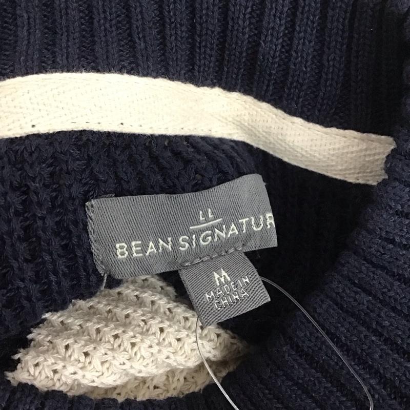 エルエルビーン L.L.Bean ニット、セーター 長袖 長袖ニット 長袖カットソー リブニット セーター クルーネック M ボーダー柄 白 / ホワイト / X 紺 / ネイビー /  メンズ USED 古着 中古 10111146