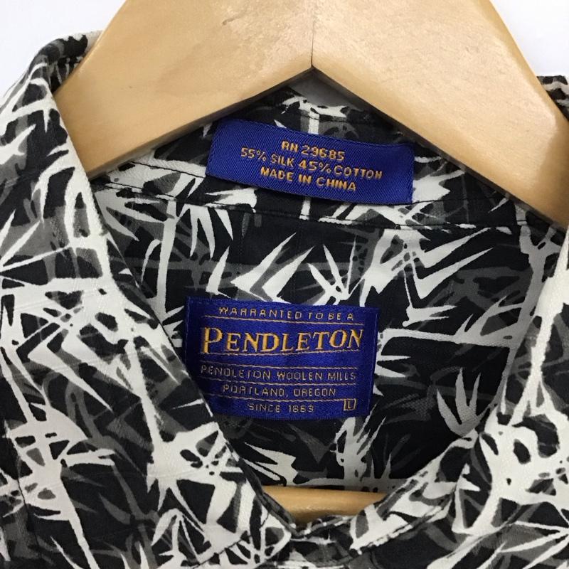 ペンドルトン PENDLETON シャツ、ブラウス 半袖 半袖シャツ プリントシャツ ポケットシャツ L プリント 白 / ホワイト / X 黒 / ブラック / X 灰 / グレー /  メンズ USED 古着 中古 10132899