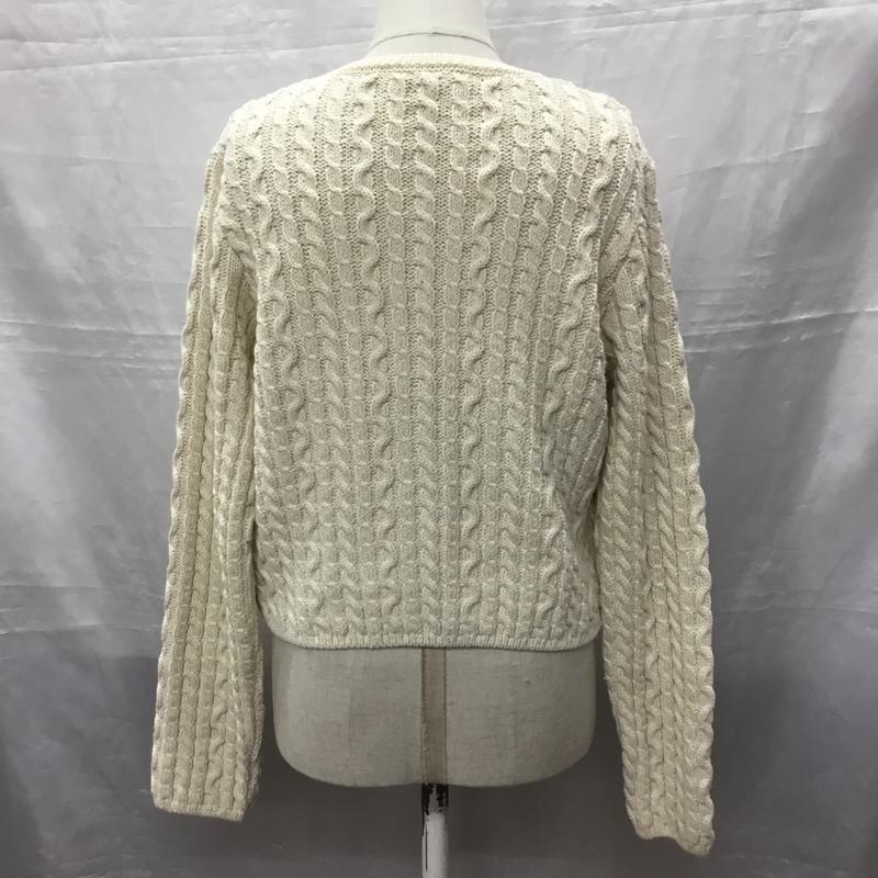 ザラ ZARA カーディガン 長袖 5802 033 712 クルーネック ビジュー S 無地 オフホワイト / オフホワイト /  レディース USED 古着 中古 10118370