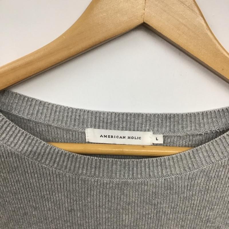 アメリカンホリック AMERICAN HOLIC ニット、セーター 長袖 長袖ニットカットソー クルーネック セーター L 無地 灰 / グレー /  レディース USED 古着 中古 10132639