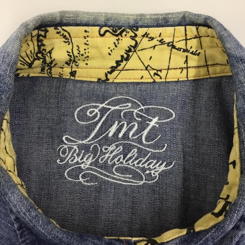 ティーエムティー TMT シャツ、ブラウス 長袖 長袖シャツ カラーシャツ ポケットシャツ 長袖カットソー デニムシャツ L 無地 インディゴ / インディゴ /  メンズ USED 古着 中古 10118654