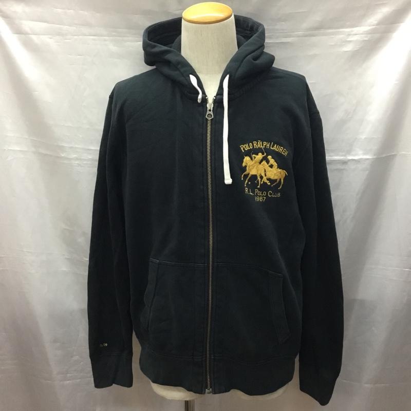 ポロバイラルフローレン Polo by RALPH LAUREN パーカー 長袖 ジップアップパーカー 長袖パーカー フード付きパーカー LL ロゴ、文字 黒 / ブラック /  メンズ USED 古着 中古 10115761