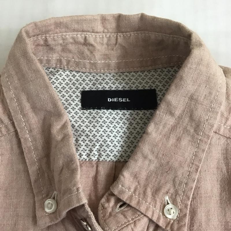 ディーゼル DIESEL シャツ、ブラウス 半袖 ボタンダウン 胸ポケット リネン 麻 S ワンポイント 桃 / ピンク /  メンズ USED 古着 中古 10113083