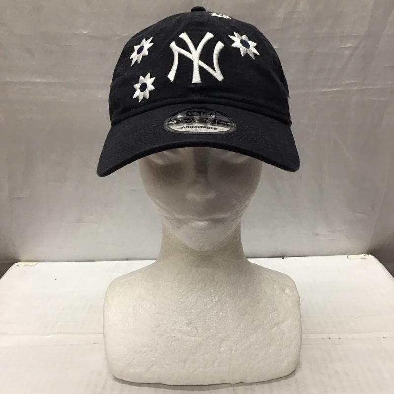 ニューエラ NEW ERA 帽子 キャップ NY フラワーキャップ 刺繍 紺 / ネイビー /  メンズ USED 古着 中古 10116986