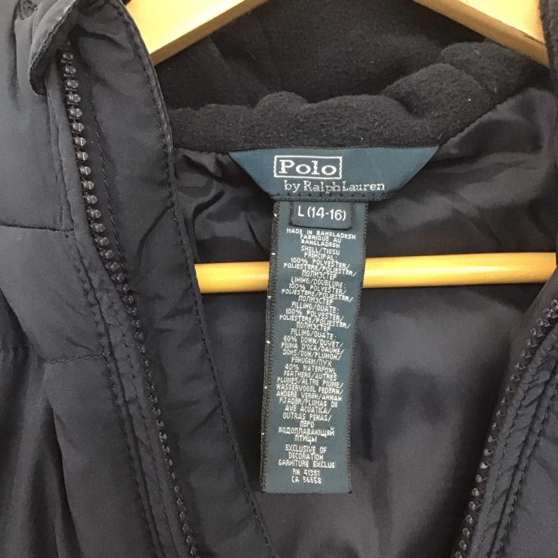 ポロバイラルフローレン Polo by RALPH LAUREN ジャケット、上着 ジャンパー、ブルゾン ジップアップジャケット ナイロンジャケット アウター ダウンジャケット L ロゴ、文字 紺 / ネイビー /  ボーイズ USED 古着 中古 10148587