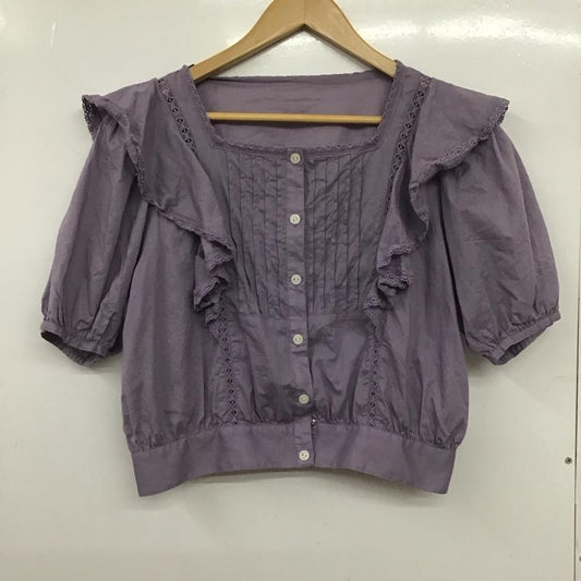 スライ SLY シャツ、ブラウス 半袖 PUFF SLEEVE FRILL COTTON 030ESZ30-4060 FREE 無地 紫 / パープル /  レディース USED 古着 中古 10132771