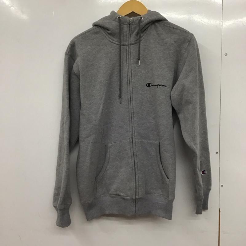 チャンピオン Champion パーカー 長袖 ジップアップパーカー 長袖パーカー カジュアルジャケット L ロゴ、文字 灰 / グレー /  メンズ USED 古着 中古 10146018