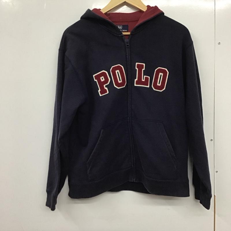 ポロバイラルフローレン Polo by RALPH LAUREN パーカー 長袖 ジップアップパーカー 長袖パーカー カジュアルジャケット 160cm ロゴ、文字 紺 / ネイビー /  ボーイズ USED 古着 中古 10132662