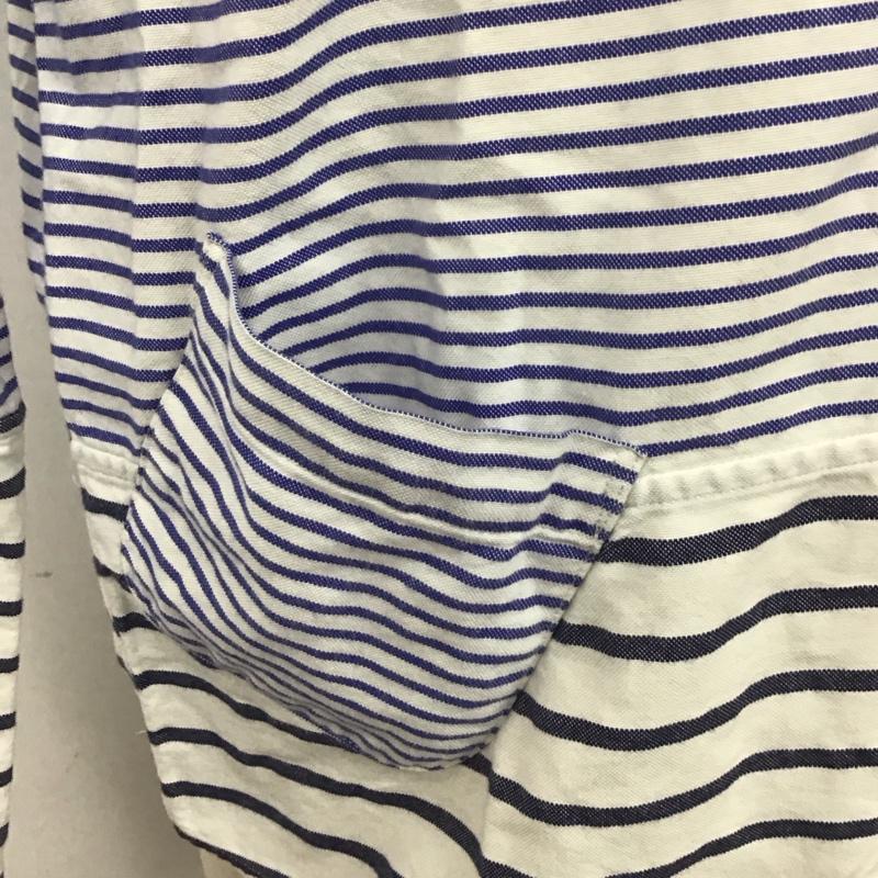ウィズリミテッド WHIZ LIMITED シャツ、ブラウス 長袖 長袖シャツ カラーシャツ ポケットシャツ 長袖カットソー ボーダーシャツ 4L ボーダー柄 白 / ホワイト / X 青 / ブルー /  メンズ USED 古着 中古 10111743