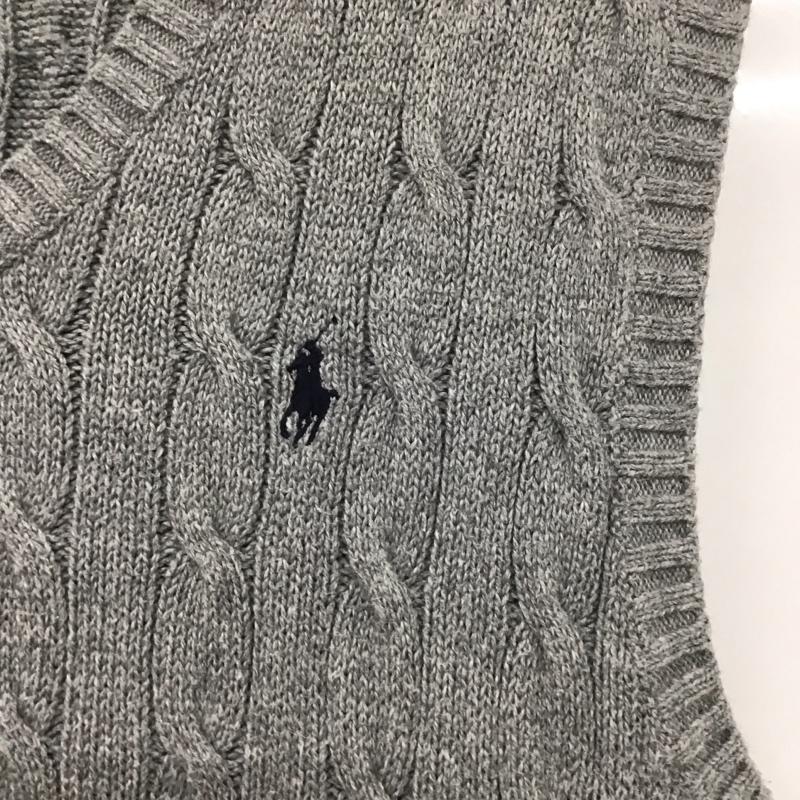 ポロラルフローレン POLO RALPH LAUREN ニット、セーター 半袖 ニットベスト ノースリーブカットソー プルオーバー Vネック S ロゴ、文字 灰 / グレー /  メンズ USED 古着 中古 10138914