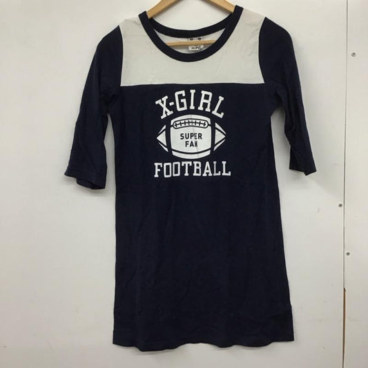 エックスガール X-girl ワンピース ミニスカート 1 プリント 紺 / ネイビー /  レディース USED 古着 中古 10140387