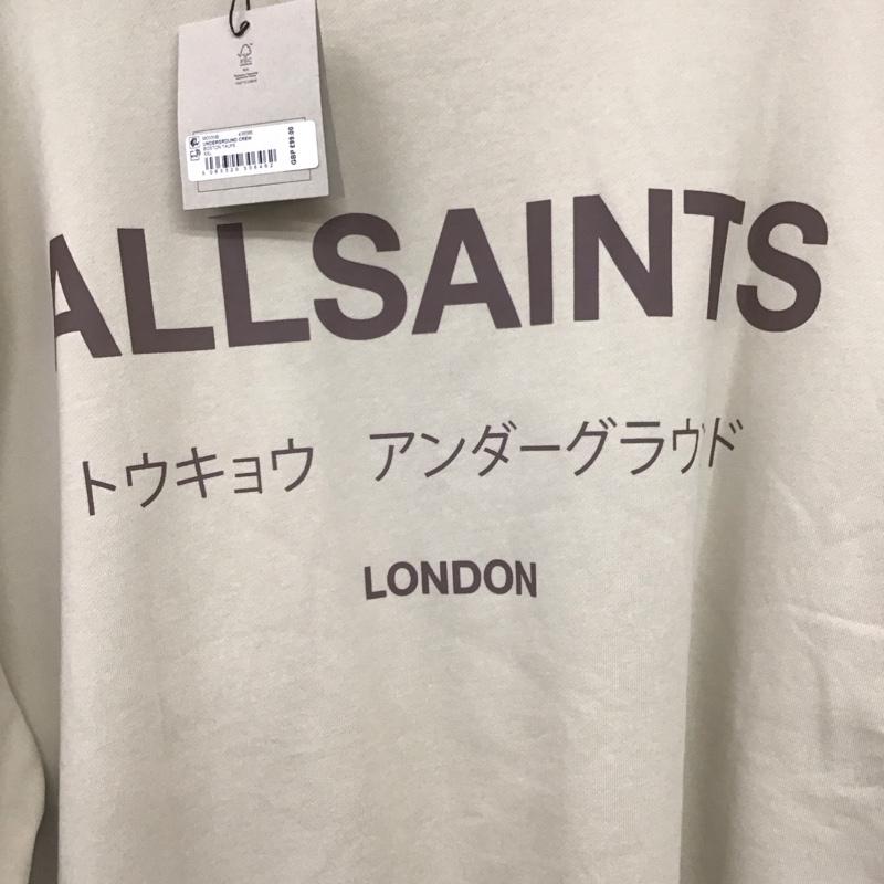 オールセインツ ALLSAINTS トレーナー 長袖 長袖トレーナー スウェット クルーネック プルオーバー XXL ロゴ、文字 ベージュ / ベージュ /  メンズ USED 古着 中古 10138194