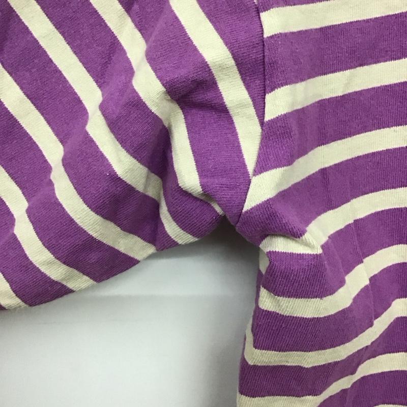 フリークスストア FREAK S STORE カットソー 七分袖 FREE ボーダー柄 白 / ホワイト / X 紫 / パープル /  レディース USED 古着 中古 10142894
