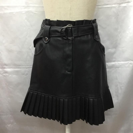ザラ ZARA スカート ミニスカート 3046 276 800 フェイクレザー プリーツ XS 無地 黒 / ブラック /  レディース USED 古着 中古 10107287
