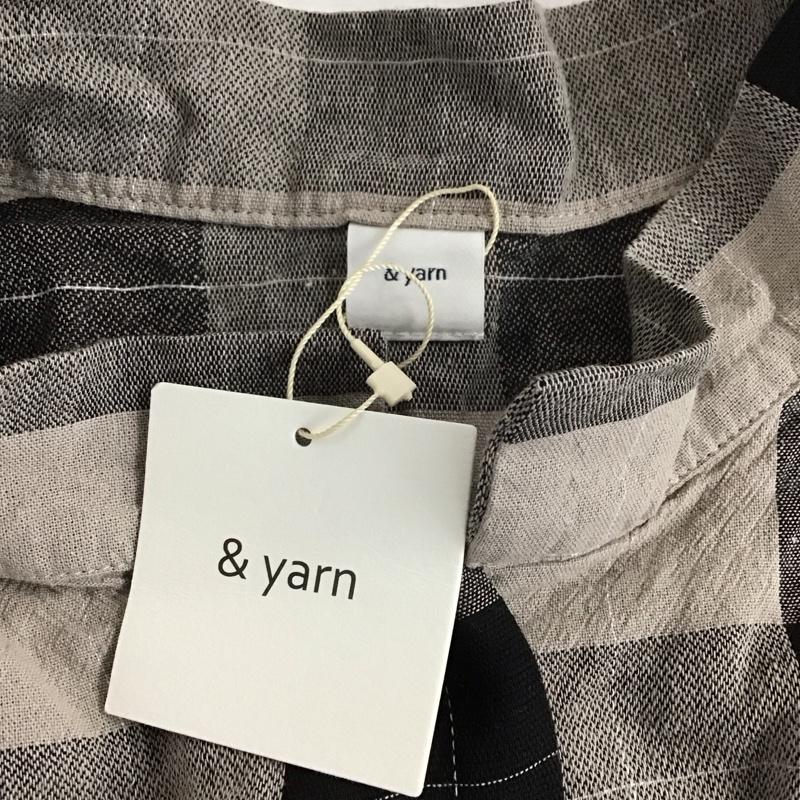 アンドヤーン &yarn ワンピース ロングスカート WNY-049 ドルマンスリーブ 前開き スタンドネック チェック 灰 / グレー / X 黒 / ブラック /  レディース USED 古着 中古 10122661
