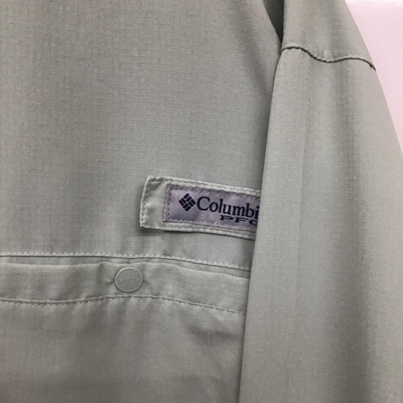 コロンビア Columbia シャツ、ブラウス 長袖 長袖シャツ カラーシャツ ボタンダウンシャツ M ロゴ、文字 緑 / グリーン /  メンズ USED 古着 中古 10132429