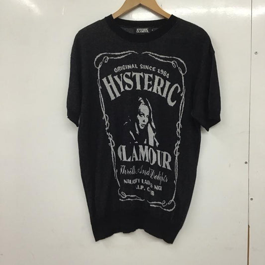 ヒステリックグラマー HYSTERIC GLAMOUR ニット、セーター 半袖 半袖ニットカットソー クルーネック セーター M プリント 黒 / ブラック /  メンズ USED 古着 中古 10136189