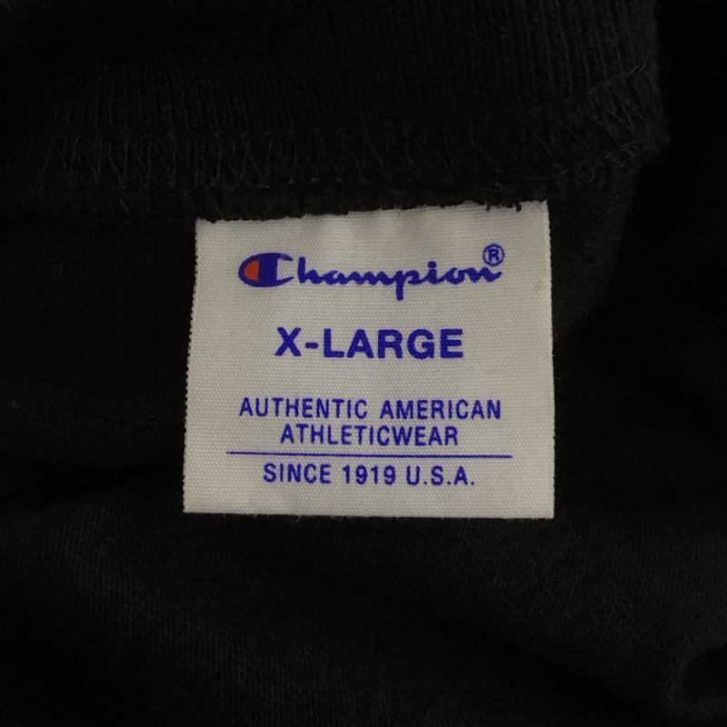 チャンピオン Champion Tシャツ 半袖 半袖カットソー プリントTシャツ クルーネックカットソー XL 無地 黒 / ブラック /  メンズ USED 古着 中古 10126525
