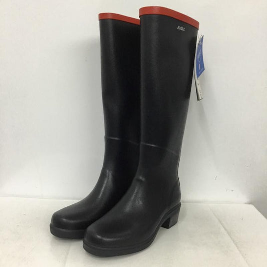 エーグル AIGLE 長靴、レインシューズ 長靴、レインシューズ ZZF8408 ミスジュリエットA ラバーブーツ 35 ロゴ、文字 黒 / ブラック /  レディース USED 古着 中古 10135766