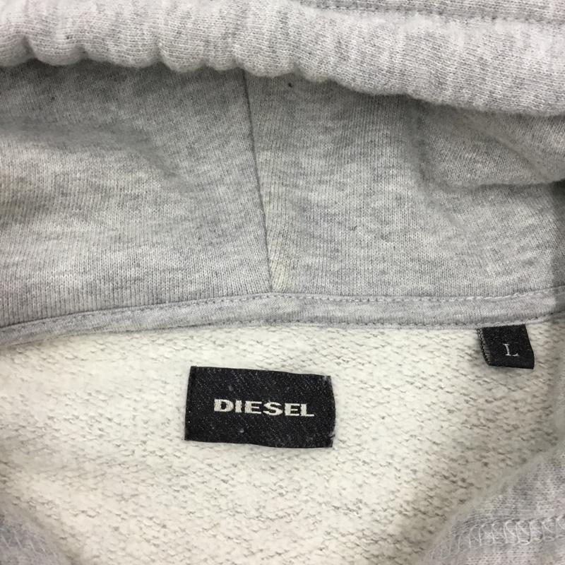 ディーゼル DIESEL パーカー 長袖 裏起毛 フルジップ スウェット L ロゴ、文字 灰 / グレー /  メンズ USED 古着 中古 10121385