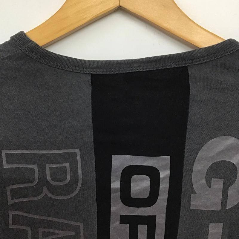 ジースターロゥ G-STAR RAW カットソー 長袖 長袖カットソー プリントカットソー クルーネック M ロゴ、文字 灰 / グレー /  メンズ USED 古着 中古 10132692