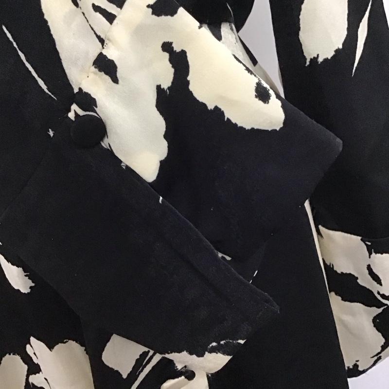 ザラ ZARA ワンピース ロングスカート 9621 261 093 カシュクール 長袖 XS 総柄 黒 / ブラック / X アイボリー / アイボリー /  レディース USED 古着 中古 10123186