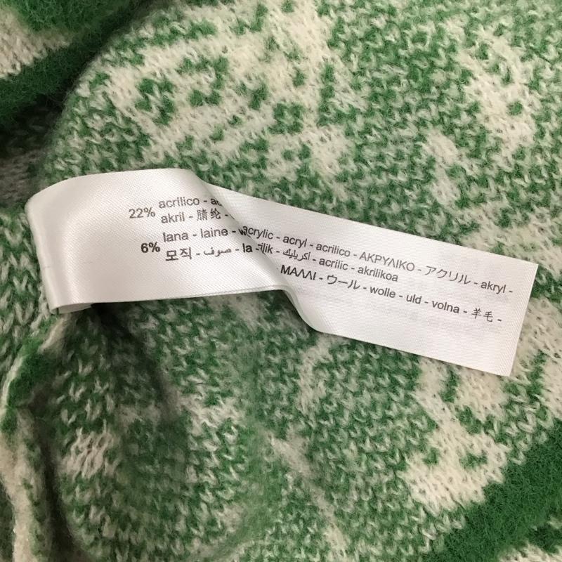 ザラ ZARA カーディガン 長袖 3859 005 069 クルーネック ジャガードニット XL 総柄 白 / ホワイト / X 緑 / グリーン /  レディース USED 古着 中古 10118402