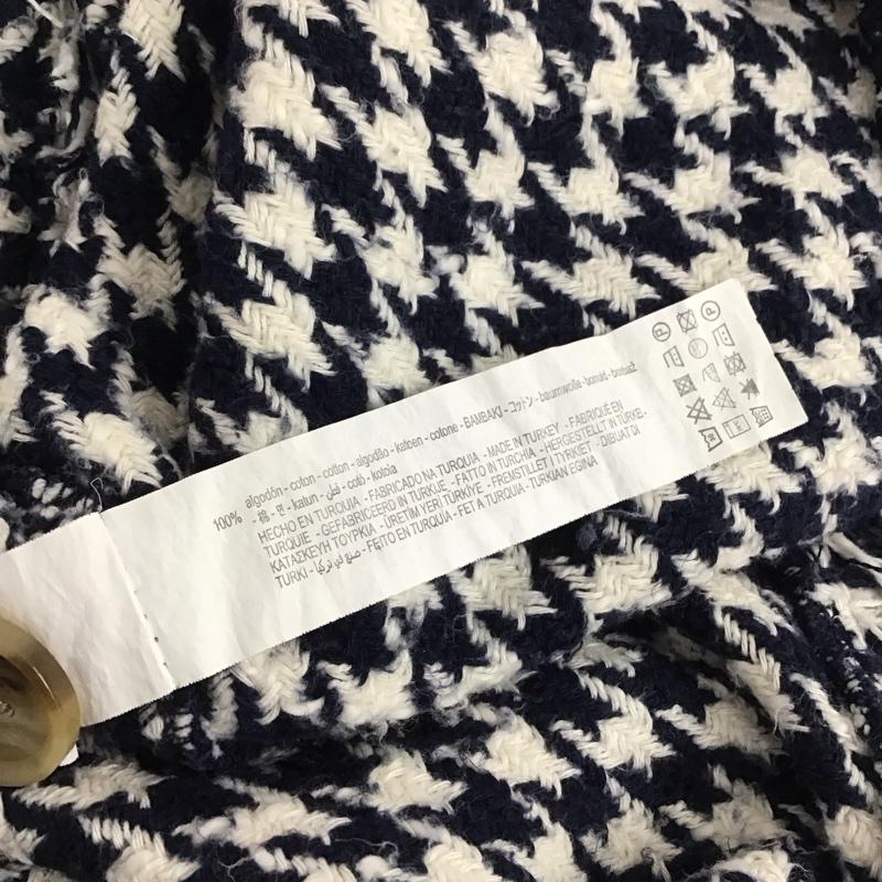 ザラウーマン ZARA WOMAN ニット、セーター 長袖 7563/245/080 コットンツイードフリンジボタントップ XS  白 / ホワイト / X 紺 / ネイビー /  レディース USED 古着 中古 10138091