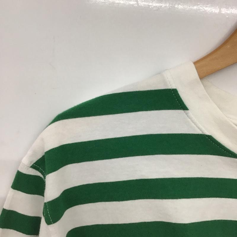 ザラ ZARA Tシャツ 半袖 クロップド丈 ボーダー M ボーダー柄 白 / ホワイト / X 緑 / グリーン /  レディース USED 古着 中古 10148669