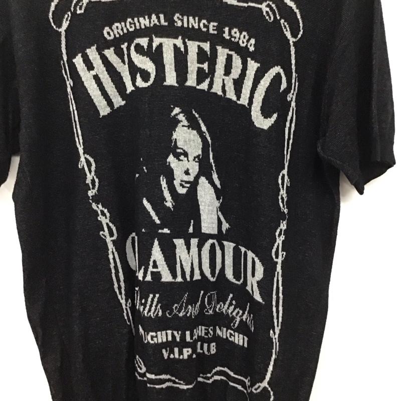 ヒステリックグラマー HYSTERIC GLAMOUR ニット、セーター 半袖 半袖ニットカットソー クルーネック セーター M プリント 黒 / ブラック /  メンズ USED 古着 中古 10136189