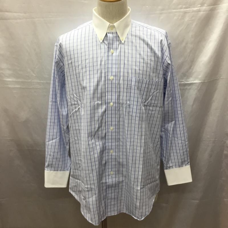 チャップス CHAPS シャツ、ブラウス 長袖 ボタンダウン 40-82 チェック 白 / ホワイト / X 水色 / ライトブルー /  メンズ USED 古着 中古 10115529