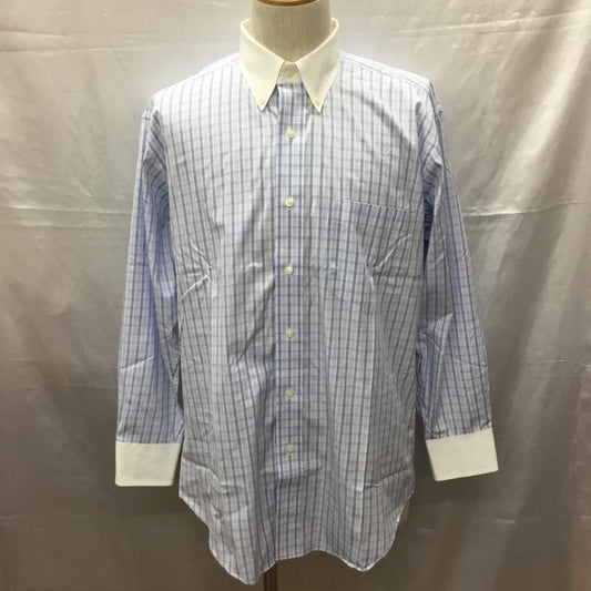 チャップス CHAPS シャツ、ブラウス 長袖 ボタンダウン 40-82 チェック 白 / ホワイト / X 水色 / ライトブルー /  メンズ USED 古着 中古 10115529