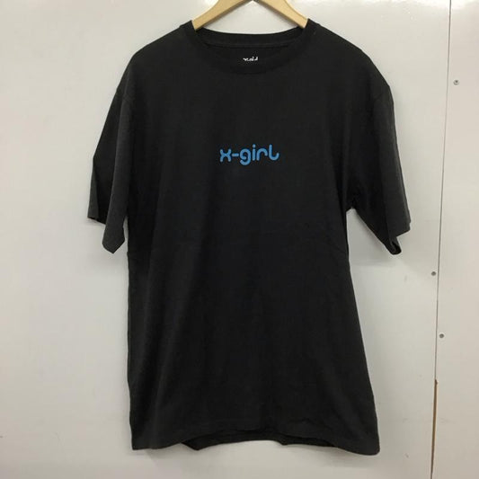 エックスガール X-girl Tシャツ 半袖 105232011040 ロゴTシャツ ゼブラ柄 スクエアロゴ 半袖Tee L プリント チャコールグレー / チャコールグレー /  レディース USED 古着 中古 10139337