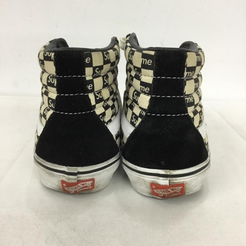 バンズ VANS スニーカー スニーカー 721454 ハイカット Sk8-Hi Supreme 16AW Checker Logo 27cm 27.0cm ロゴ、文字 黒 / ブラック / X 白 / ホワイト /  メンズ USED 古着 中古 10150973