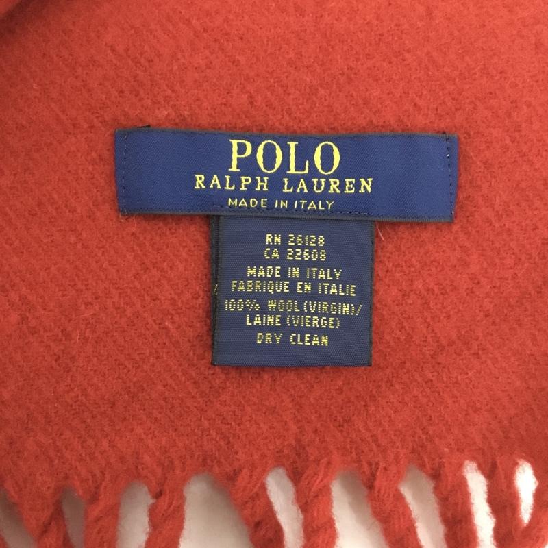 ポロラルフローレン POLO RALPH LAUREN マフラー マフラー ウール フリンジ 刺繍 ワンポイント 赤 / レッド /  メンズ USED 古着 中古 10129916