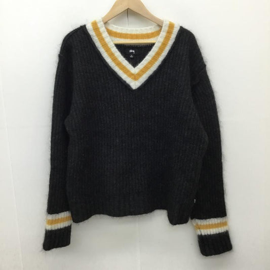 ステューシー STUSSY ニット、セーター 長袖 MOHAIR TENNIS　モヘア　テニスセーター L 無地 黒 / ブラック /  メンズ USED 古着 中古 10136312