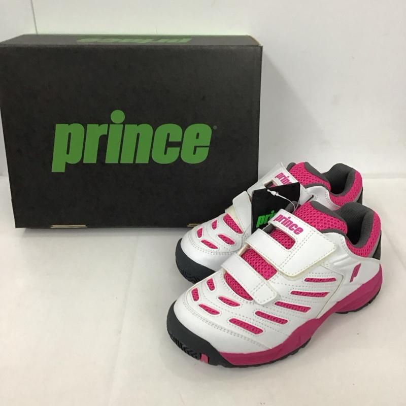 プリンス Prince シューズ シューズ DPS853 オールコート用 テニス 19.0cm 無地 白 / ホワイト / X 桃 / ピンク /  ボーイズ USED 古着 中古 10125201